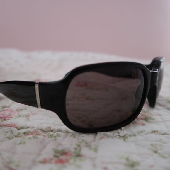 Authentic Ralph By Ralph Lauren Black/Silver Wrap Oval/Rectangle Sunglasses - Picture 1 of 4